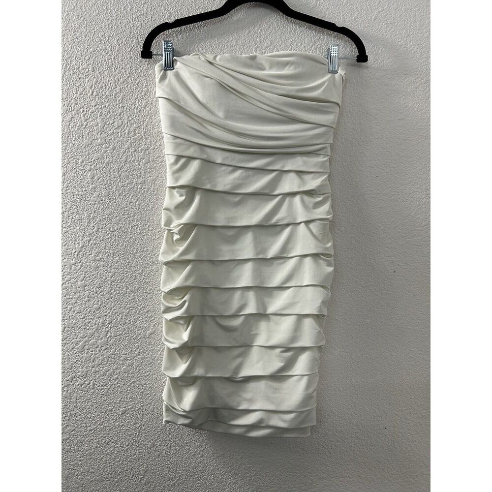 Y2K Mermaid Core Sexy Strapless Layered White Mini Dress Size S Bodycon Revenge